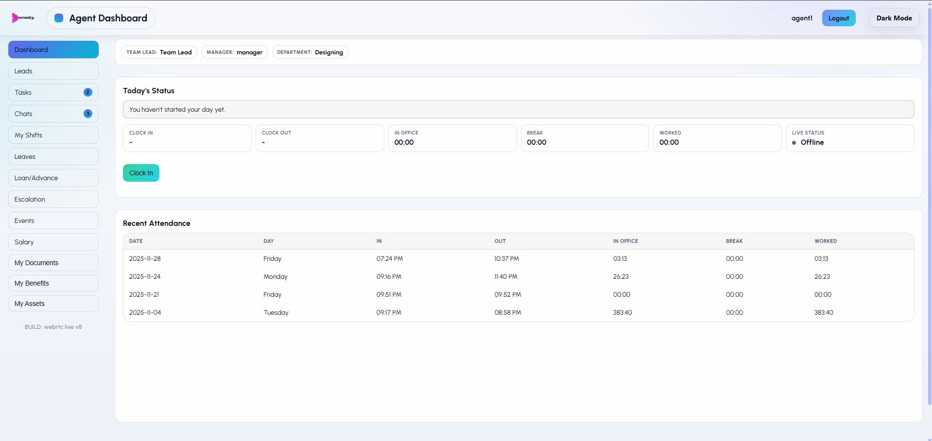 Agent CRM Dashboard